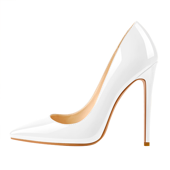 8cm 10cm 12cm Patent White Pointed Toe High Heel Pumps (2)